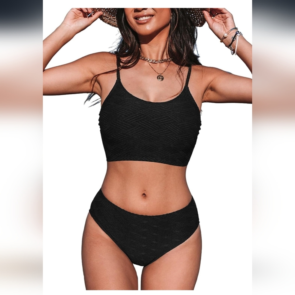 Nwt Size XS Women's Black Textured Bikini Set